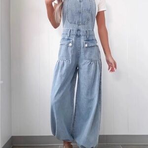 Women's Light Blue Denim Overalls